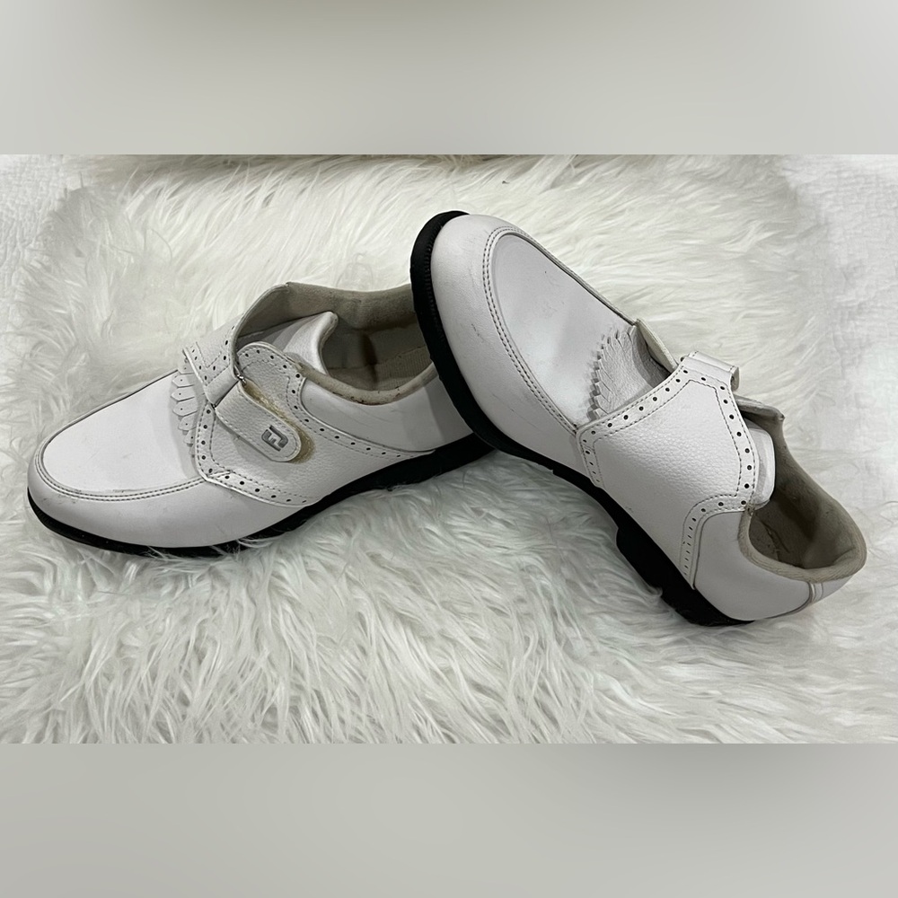Footjoy Greenjoy Womens White Kiltie Monk Strap Spikeless Golf Shoes Sz 8M